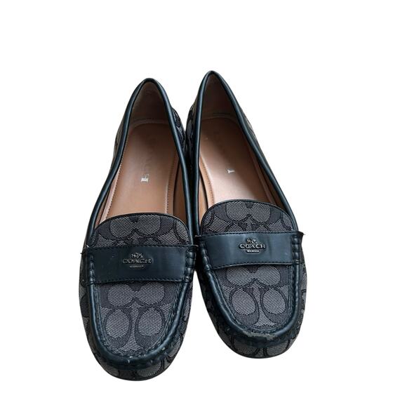 Coach Black Gray Monogram Odette Loafers Sz 8 - Picture 2 of 7